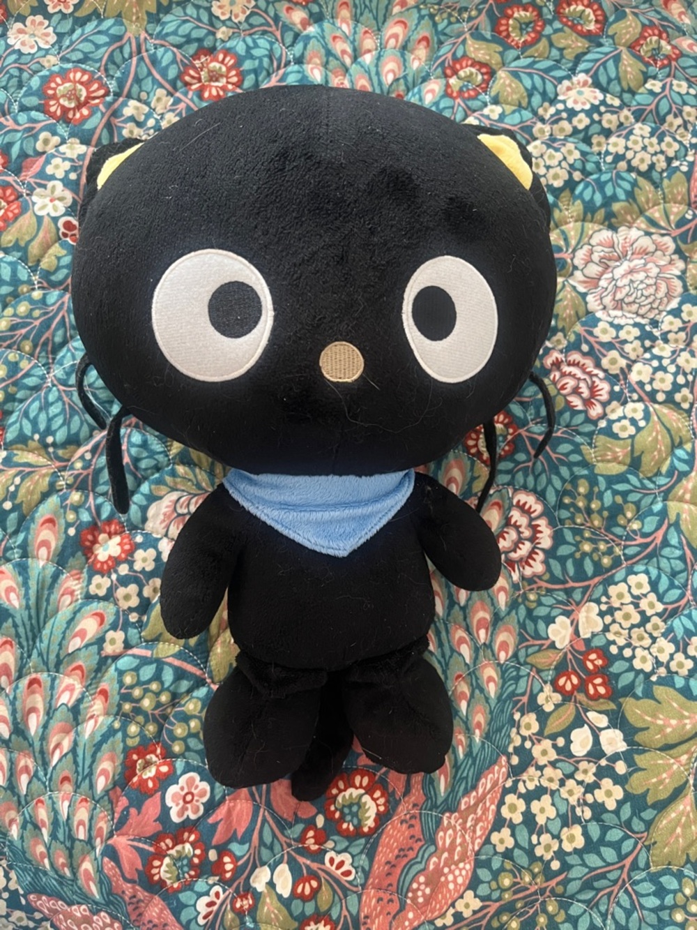 Sanrio Chocolat Black Cat Plush with Blue Bandana -12 in